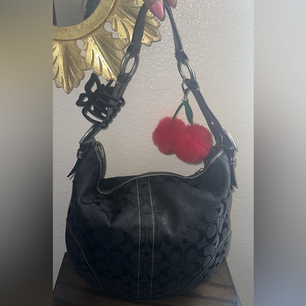 Coach Large Hobo Signature Black Vintage Shoulder Bag